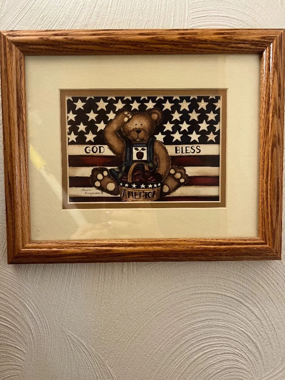 Laurie Korsgaden God Bless America Teddy Bear and Flag
